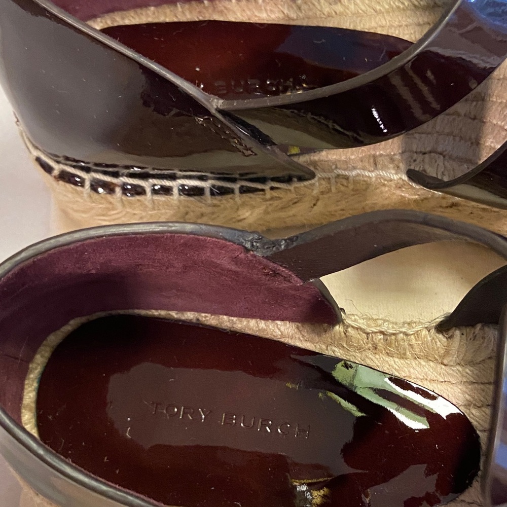 Tory Burch Black Patent Espadrille Sandals - Picture 4 of 10